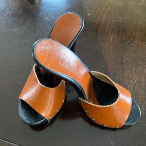 Charles David Leather/wood slide shoe  size 5